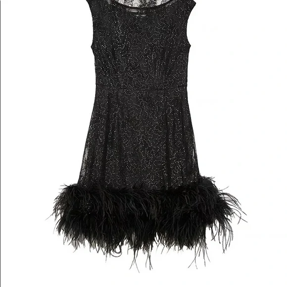 short black feather dress Desirae Sequin Feather Short Dress main image 1